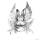 bunny with wings tattoo design idea