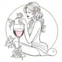 fairy, rose and wine glass  tattoo design idea