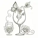 fairy, rose and wine glass  tattoo design idea