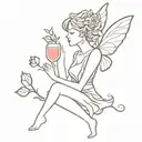 fairy, rose and wine glass  tattoo design idea
