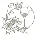 fairy, rose and wine glass  tattoo design idea