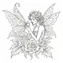 fairy, rose, wine tattoo design idea