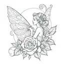 fairy, rose, wine tattoo design idea