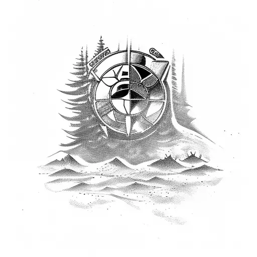 A vintage bmw speeding through a forest tattoo design idea