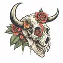 buffalo skull with roses tattoo design idea