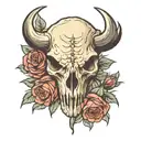 buffalo skull with roses tattoo design idea