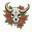 buffalo skull with roses tattoo design idea