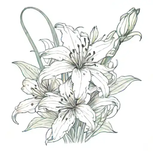 bushy plant spider lily for the neck tattoo design idea