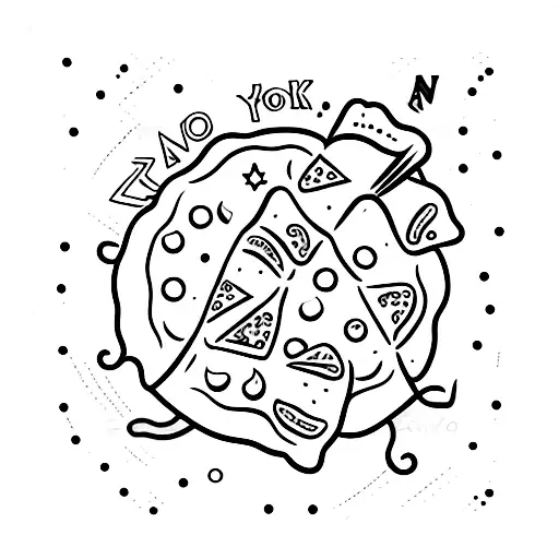 Pizza with nyc initials tattoo design idea