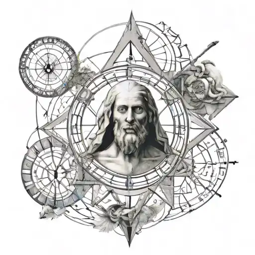 geometry, wicca, moons, alchemy symbols, vitruvian man, creation of adam tattoo design idea