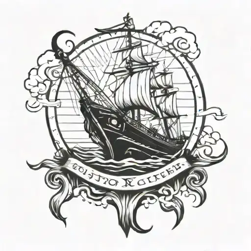 ship's rudder with a ship's anchor passing through it. And the viewing angle should be straight ahead. tattoo design idea