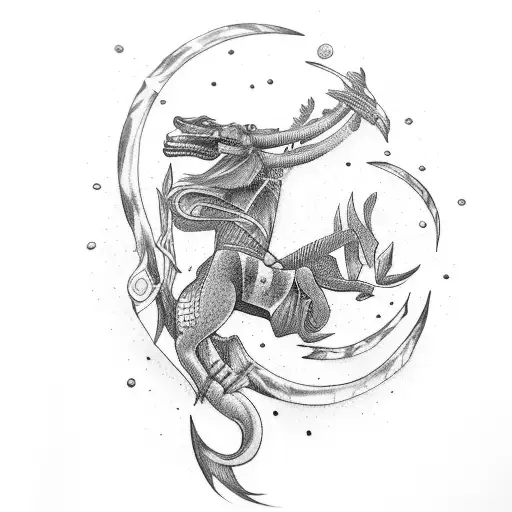 A Sagittarius archer reading a book underwater tattoo design idea