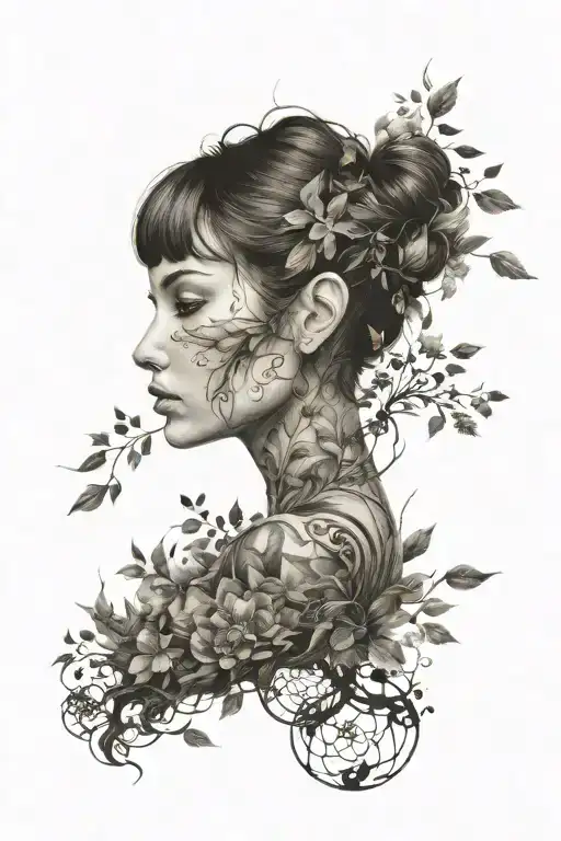 earthy vintage ethereal tattoo design idea