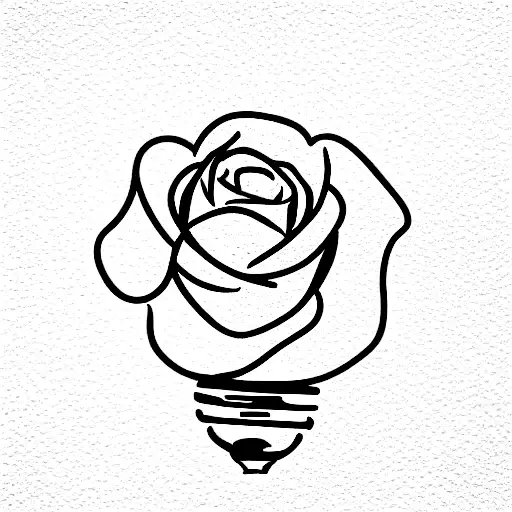 a rose inside a light bulb tattoo design idea