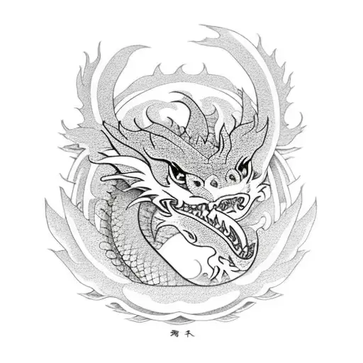 dragon dedicated to grandmother tattoo design idea