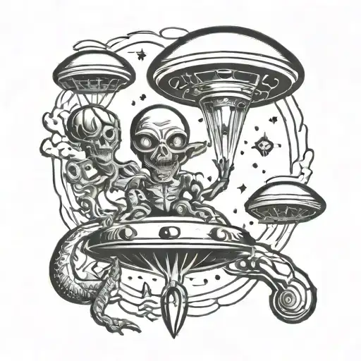 alien abduction tattoo design idea