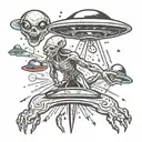 alien abduction tattoo design idea