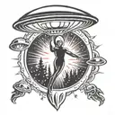 alien abduction tattoo design idea