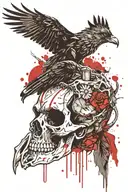 skull, raven, wolf tattoo design idea