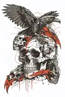 skull, raven, wolf tattoo design idea