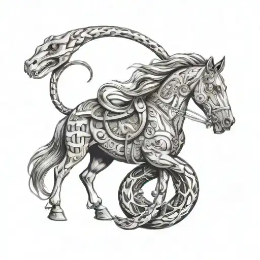 Design a horse and snake from Ford for me car drifting tattoo design idea