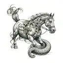Design a horse and snake from Ford for me car drifting tattoo design idea