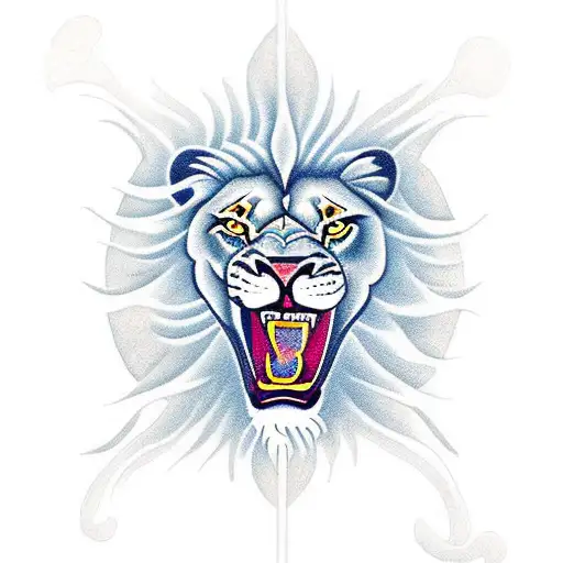 Lion roaring with eyes of fire tattoo design idea