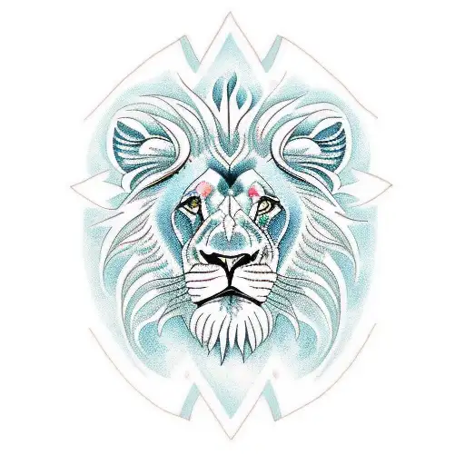 Lion realistc coloring roaring with eyes of fire tattoo design idea