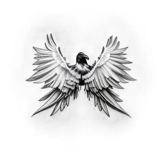 raven and death tattoo design idea