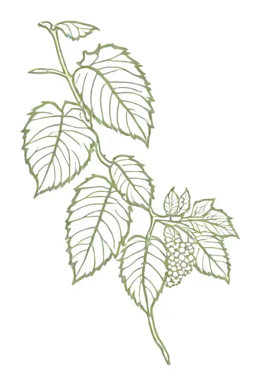 A minimalistic design of mulberry fruit with ferns tattoo design idea