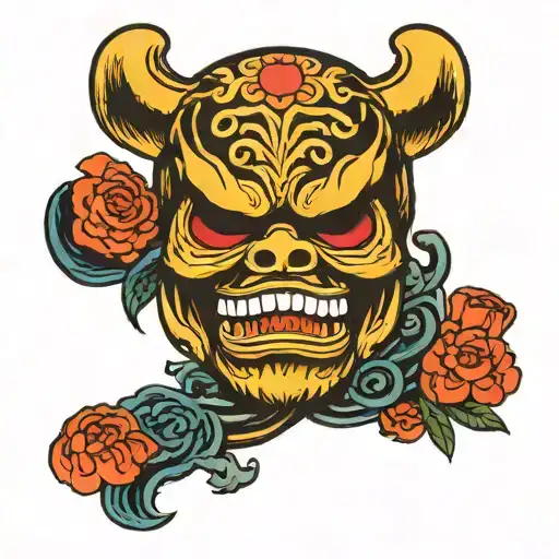 skull daruma doll tattoo design idea