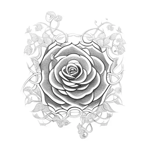 Incorporate religious symbols intertwined with vines and flowers to represent faith and growth tattoo design idea