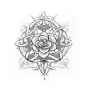 Incorporate religious symbols intertwined with vines and flowers to represent faith and growth tattoo design idea