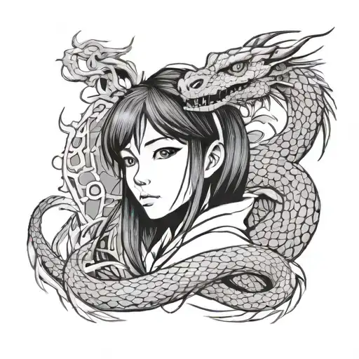 chihiro with haku Dragon tattoo design idea