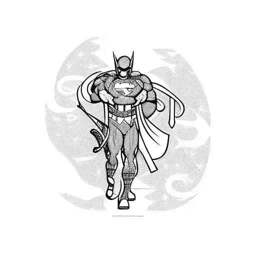 A Blackwork tattoo of a comic super hero book panel featuring a jazz band playing in a pop art style tattoo design idea