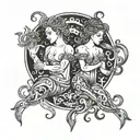 aquarius and gemini tattoo design idea