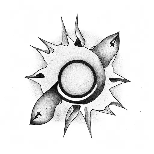 small half moon and sun with no shadows black and white tattoo design idea