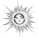 small half moon and sun with no shadows black and white tattoo design idea