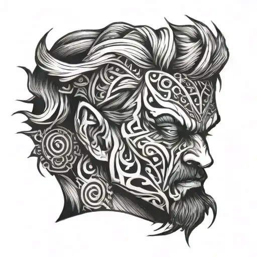 silent person hiding his angry tattoo design idea