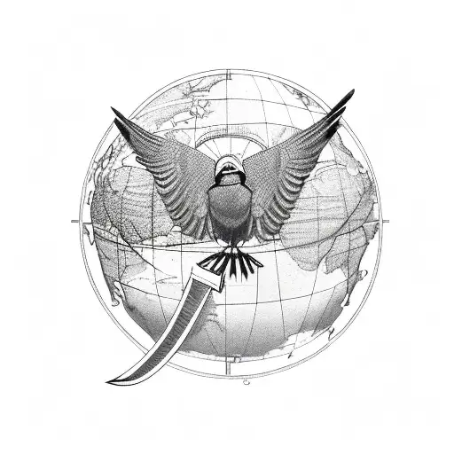 Air traffic control, raven, tow misslie, snake on a sword. ruler set, marins, inside a globe tattoo design idea