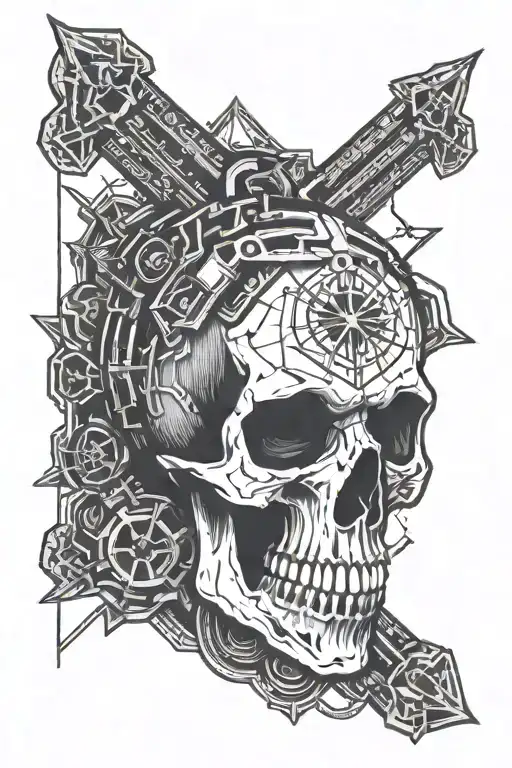 Metalcore Music, Concerts, Skull, Band logo Sleep token. Only black ink, geometric shapes integrated tattoo design idea