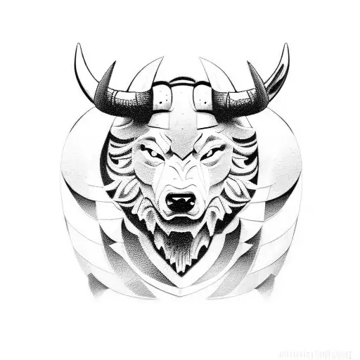 Combine a bull and a wolf in a Roman gladiator theme tattoo design idea