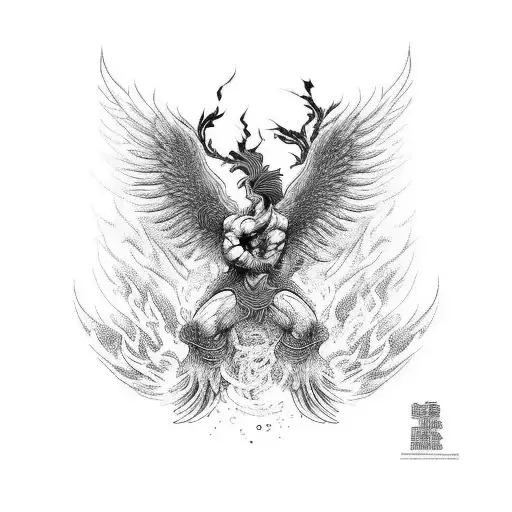 R.F Kuang, The Burning God, Phoenix, black and white, brushstroke tattoo design idea