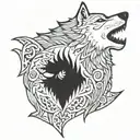 Nordic, heavy metal, wolf tattoo design idea