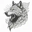 Nordic, heavy metal, wolf tattoo design idea
