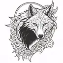 Nordic, heavy metal, wolf tattoo design idea