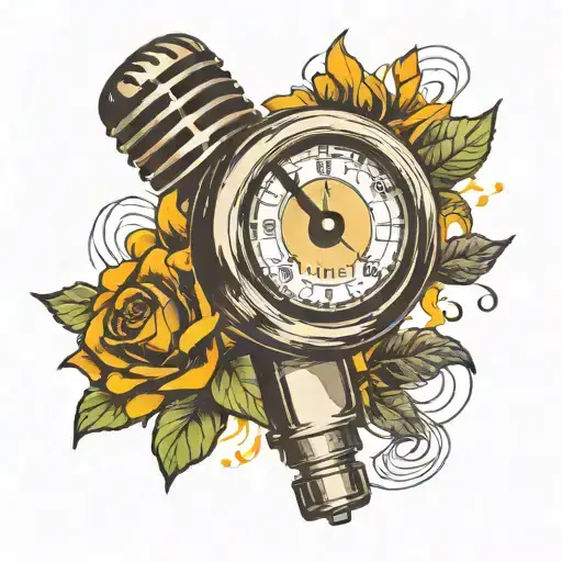Create a tattoo combining a microphone and a speedometer in a unique way tattoo design idea