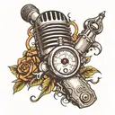 Create a tattoo combining a microphone and a speedometer in a unique way tattoo design idea