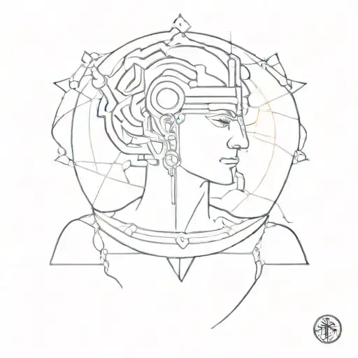 arjuna and tech themed tattoo, relevance with physics tattoo design idea