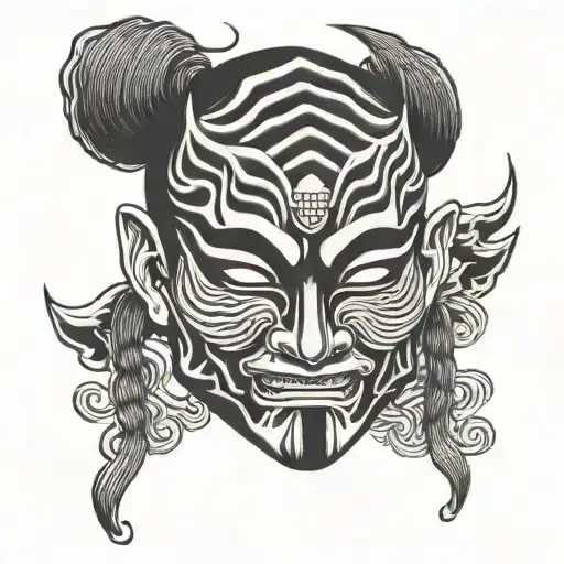 kabuki mask manga inspired tattoo tattoo design idea